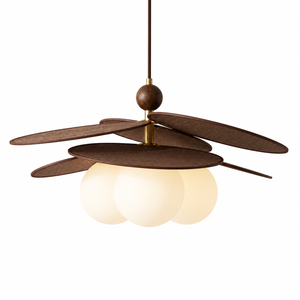 Suspension Luminaire Bois Design 60cm - Ampoule Incluse | EMMA